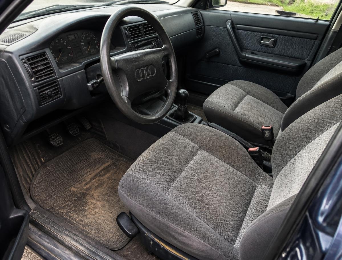 Worn car interior before upgrade